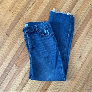LOFT High Waist Straight Crop Raw Hem Jeans